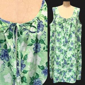 VINTAGE morning glory housedress nightgown day dress midi sleeveless floral 90s‎